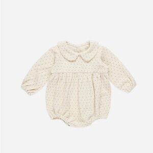 NWT Quincy Mae Cream Polka Dot Peter Pan Collar Bubble Romper
